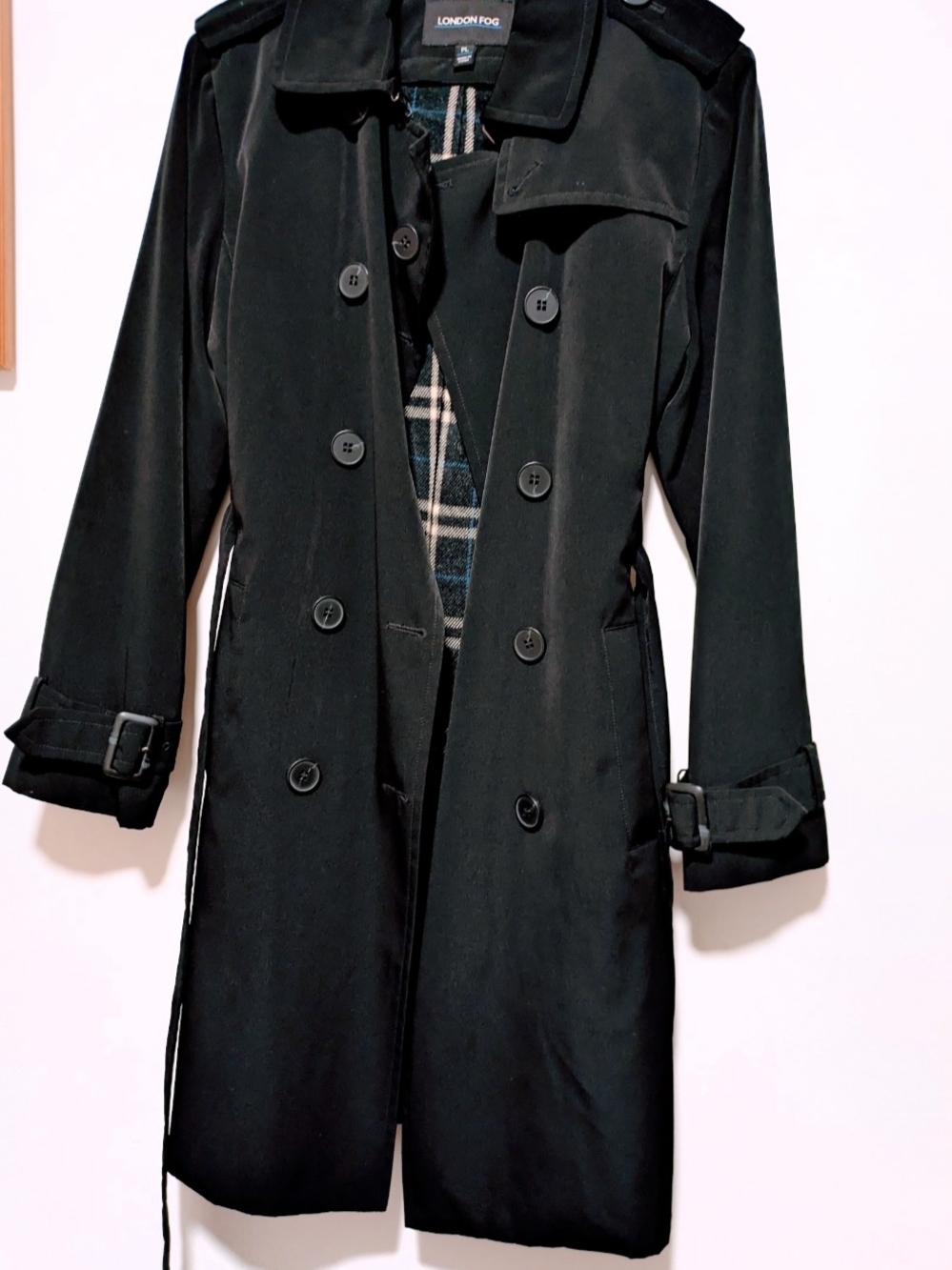 London Fog Black Double-Breasted Trench Coat